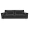 Armen Living Everly Contemporary Sofa in Genuine Black Leather with Brushed Stainless Steel Legs LCEV3BL - alternate 1